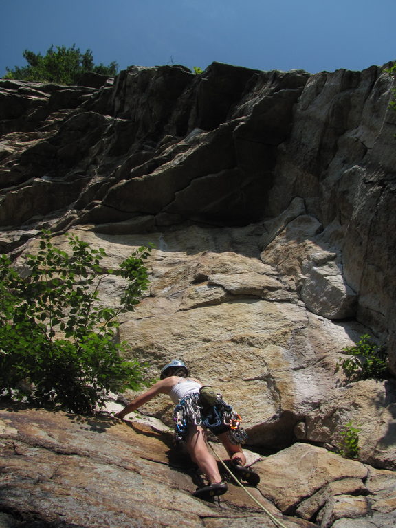 Anna leading Hans Puss Instantly. (Category:  Rock Climbing)