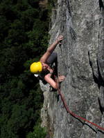 Katie making the final moves on Beginner's Delight. (Category:  Rock Climbing)