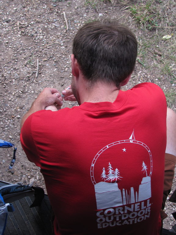 Adam trimming his toenails. (Category:  Rock Climbing)