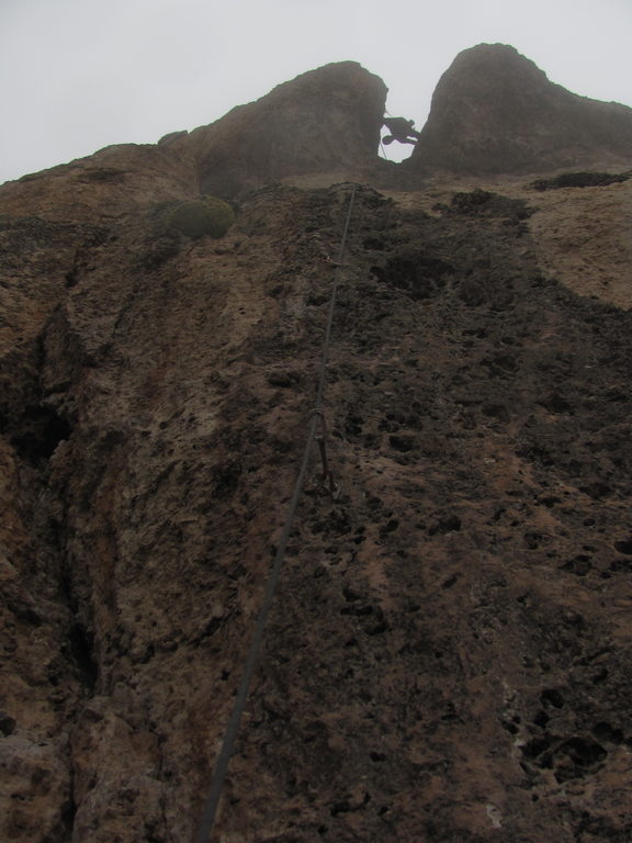 Adam in the clouds on Beer Bong. (Category:  Rock Climbing)