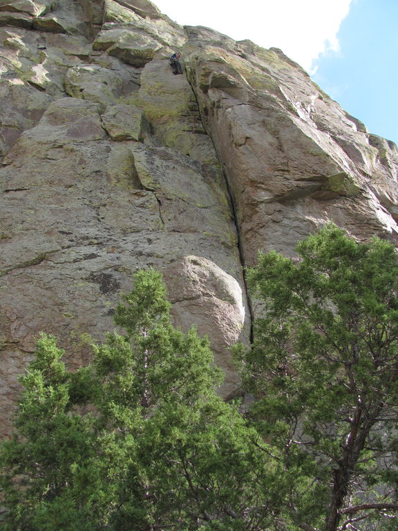 Adam coming down from Little Fingers. (Category:  Rock Climbing)