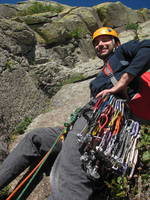 Adam at the start of Soler. (Category:  Rock Climbing)