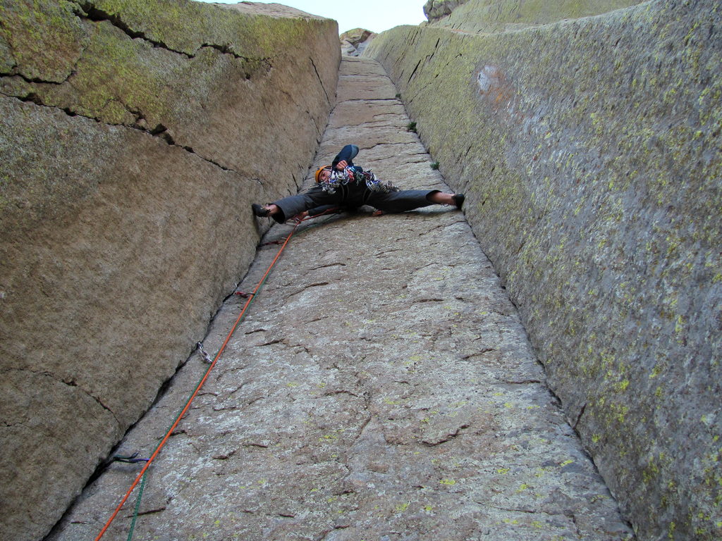 Adam starting pitch 2 of El Matador. (Category:  Rock Climbing)