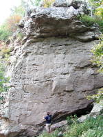 Adam looking at a short route. (Category:  Rock Climbing)