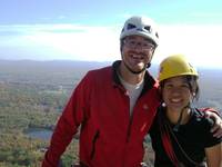With Becky at the top of Andrew. (Category:  Rock Climbing)