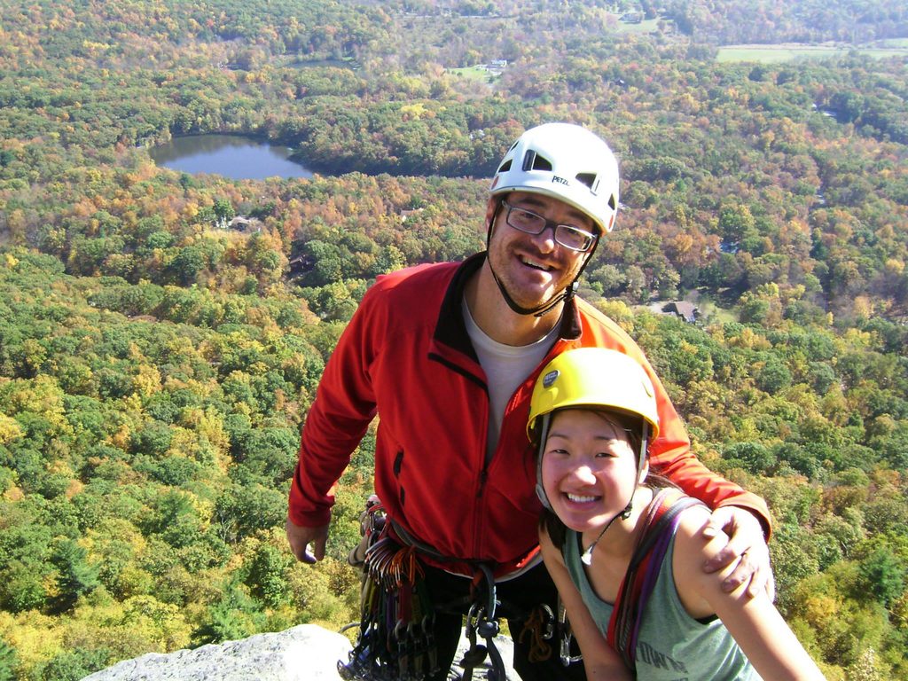 With Megan at the top of Andrew. (Category:  Rock Climbing)