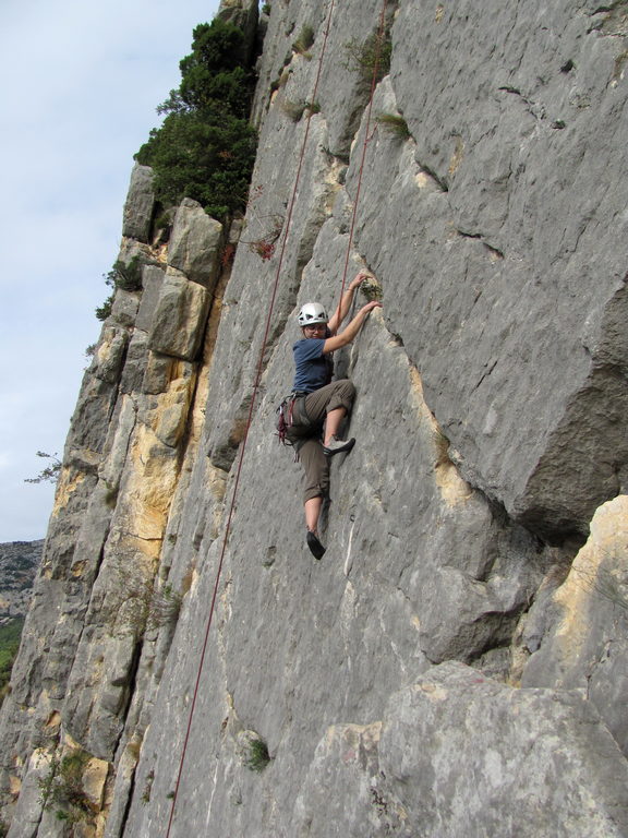 Emily climbing at at Le Galetas (Category:  Travel)