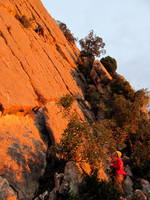 Climbing at sunset. (Category:  Travel)