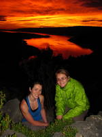 Jess and Emily with the sunset over Lac de Sainte-Croix in the background. (Category:  Travel)