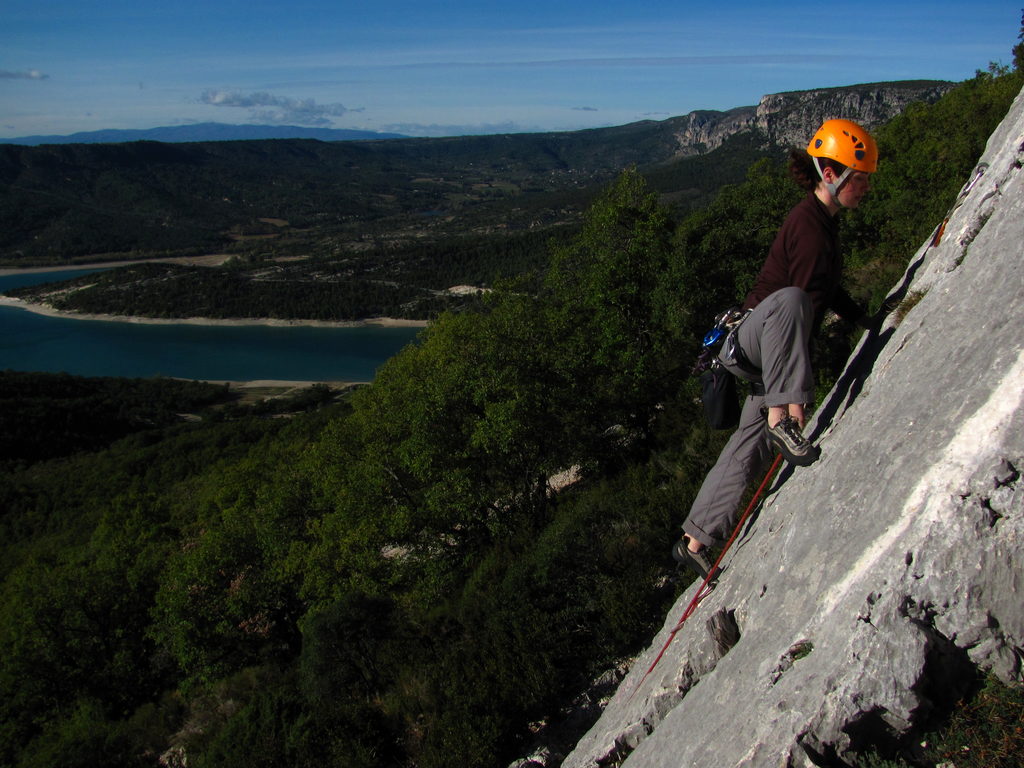 Jess climbing at Les Hauts Vernis. (Category:  Travel)