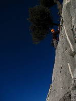 Jess climbing at Les Hauts Vernis. (Category:  Travel)