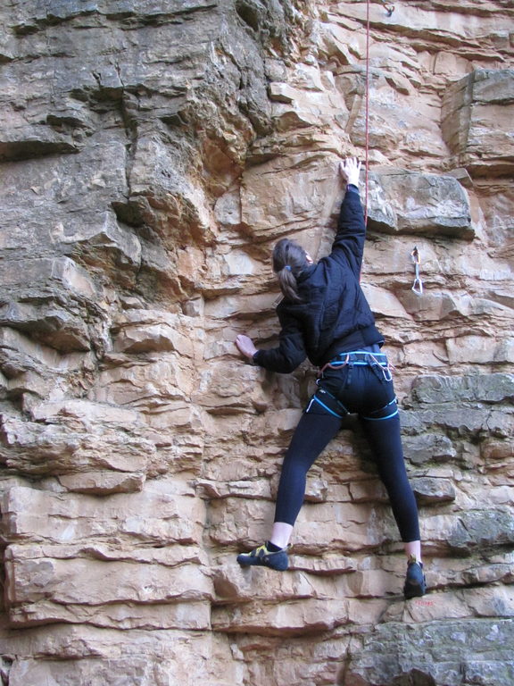 Lindsay climbing in the quarry. (Category:  Travel)