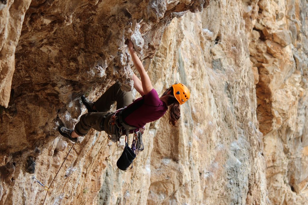 Jess climbing Poema de Roca (Category:  Travel)