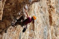 Jess climbing Poema de Roca (Category:  Travel)