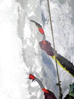 Sammy climbing at the Quarry. (Category:  Ice Climbing)