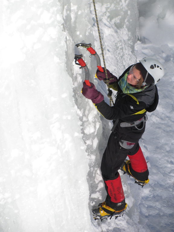 Sammy climbing at the Quarry. (Category:  Ice Climbing)