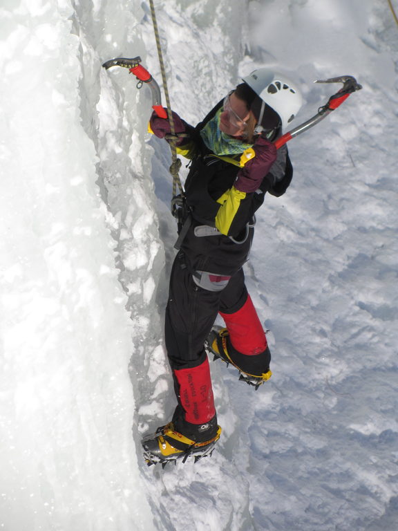 Sammy climbing at the Quarry. (Category:  Ice Climbing)