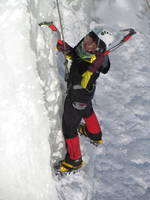 Sammy climbing at the Quarry. (Category:  Ice Climbing)