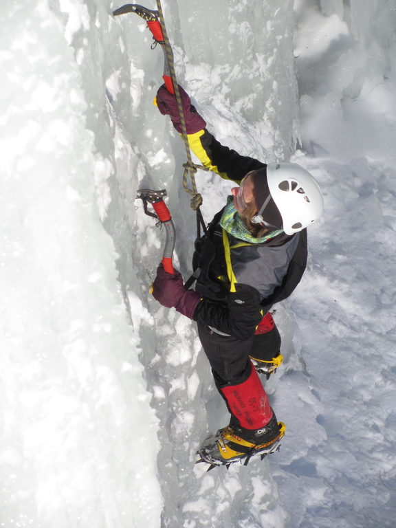 Sammy climbing at the Quarry. (Category:  Ice Climbing)