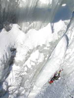 Sammy climbing at the Quarry. (Category:  Ice Climbing)