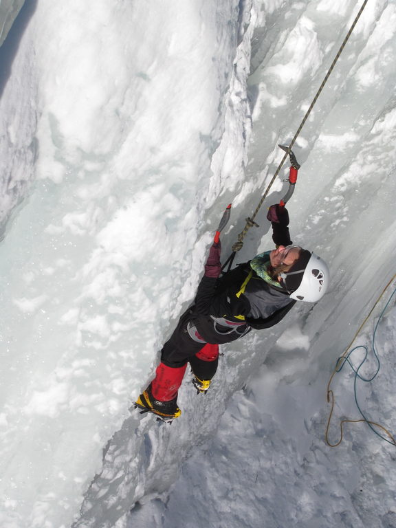 Sammy climbing at the Quarry. (Category:  Ice Climbing)