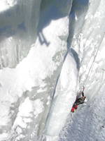 Sammy climbing at the Quarry. (Category:  Ice Climbing)