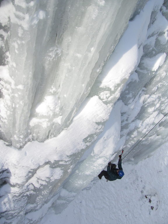 Bruce climbing at the Quarry. (Category:  Ice Climbing)