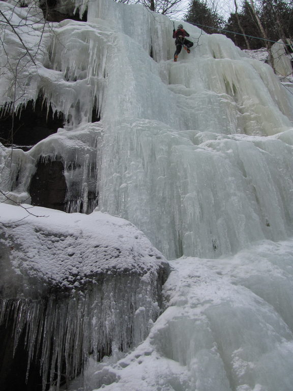 Tara at the top of Harlot. (Category:  Ice Climbing)