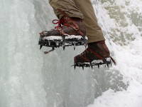 Tony's old school crampons. (Category:  Ice Climbing)