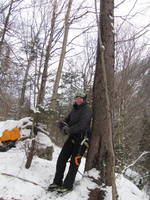 Tammy belaying. (Category:  Ice Climbing)