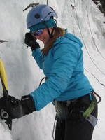 Gretchen climbing (Category:  Ice Climbing)