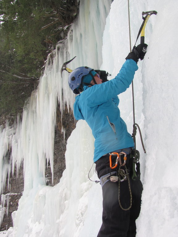 Gretchen climbing (Category:  Ice Climbing)