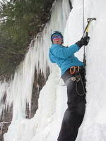 Gretchen climbing (Category:  Ice Climbing)