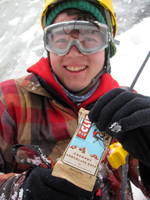 Joe with his well deserved Clif Bar! (Category:  Ice Climbing)