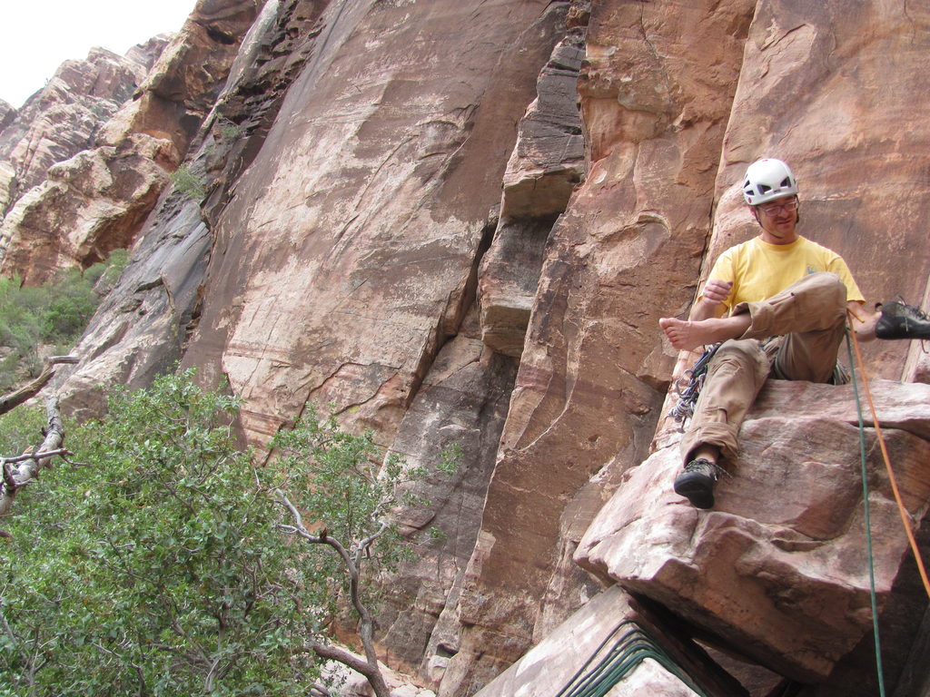 Getting ready to lead Y2K (Category:  Rock Climbing)