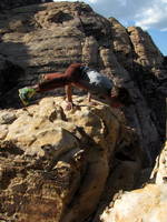 Sammy doing yoga after Crimson (Category:  Rock Climbing)