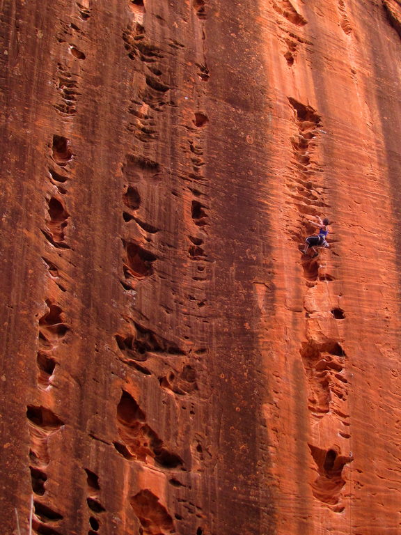 Maggie warming up on a hard 5.11 (Category:  Rock Climbing)