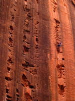 Maggie warming up on a hard 5.11 (Category:  Rock Climbing)