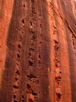 Maggie warming up on a hard 5.11 (Category:  Rock Climbing)