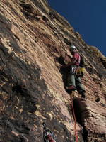Rob leading Birdland (Category:  Rock Climbing)