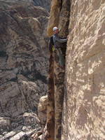 Rob leading the best pitch of Solar Slab! (Category:  Rock Climbing)