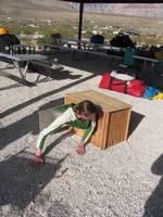 Andrew demonstrating how he stays out of the wind. (Category:  Rock Climbing)