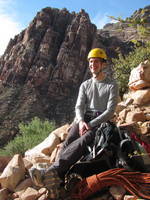 Dan at the base of Birdland. (Category:  Rock Climbing)