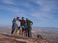 Jeanine, me, Dan, Allison and Josh on top of Black Orpheus. (Category:  Rock Climbing)