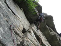 Yamin leading Shockley's Ceiling. (Category:  Rock Climbing)
