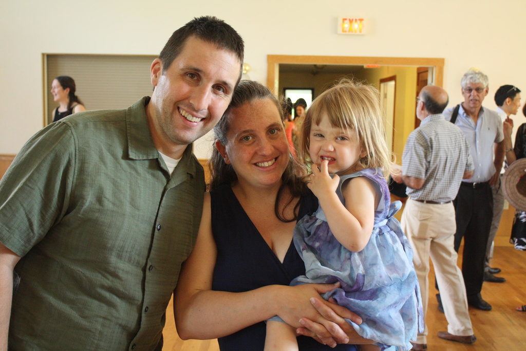 Andrew, Emily, and Sarah at the kabbalat panim. (Category:  Party)