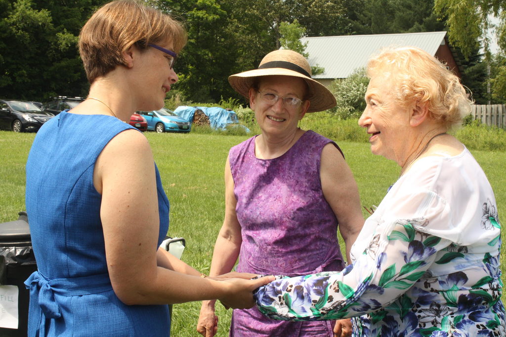 All the guests braved the heat to attend the wedding, but some made a special effort in that regard. For example, Ginger is a champion of strength and resilience. (Category:  Party)