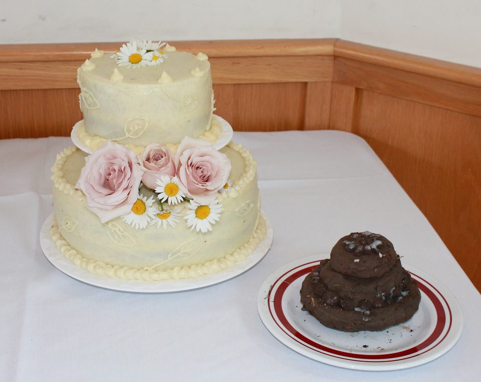There was no cake discrimination at this wedding, rather fellowship and comradery. (Category:  Party)