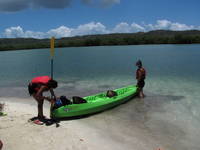 Sophia and Rachel launching a kayak. (Category:  Family)