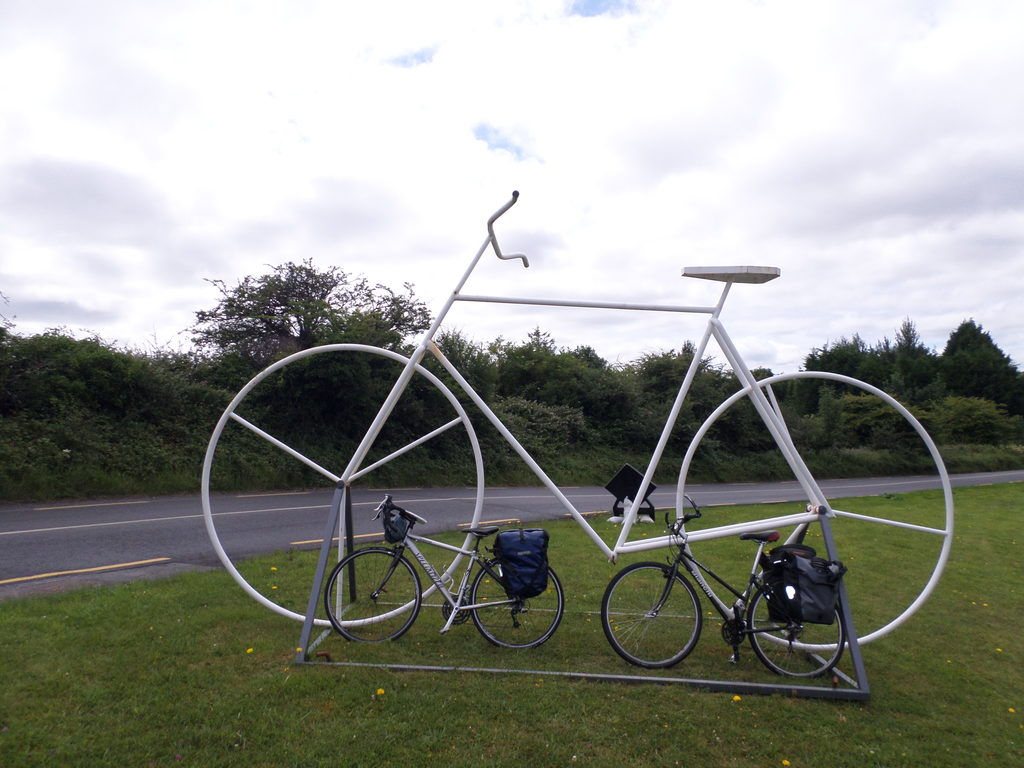 Outside of Moycullen we passed a bicycle place. Our bikes felt kinship to their larger ancestor (Category:  Travel)